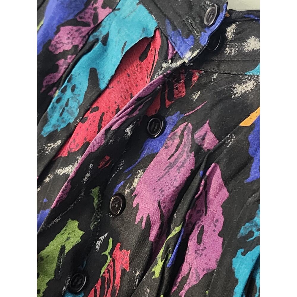 Vintage Worthington Rayon Skirt Leaf Print Full Swing Midi Skirt Colorful sz 14 - Picture 5 of 9